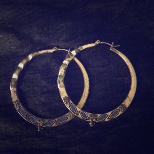 Enamel hoop earrings EUC